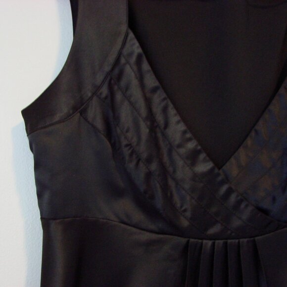 Y2K Black Satin Babydoll Cami Top Tristan Sleeveless Crisscross Pleated Small - Picture 14 of 15